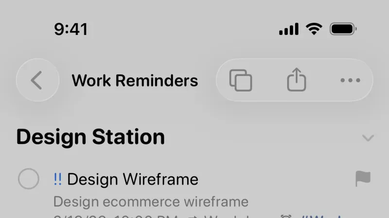 Delete — Apple Reminders, Productivity UI