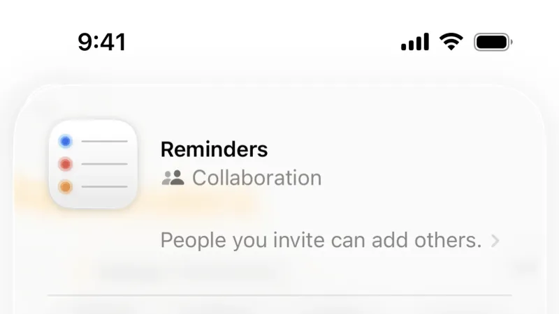 Share — Apple Reminders, Productivity UI
