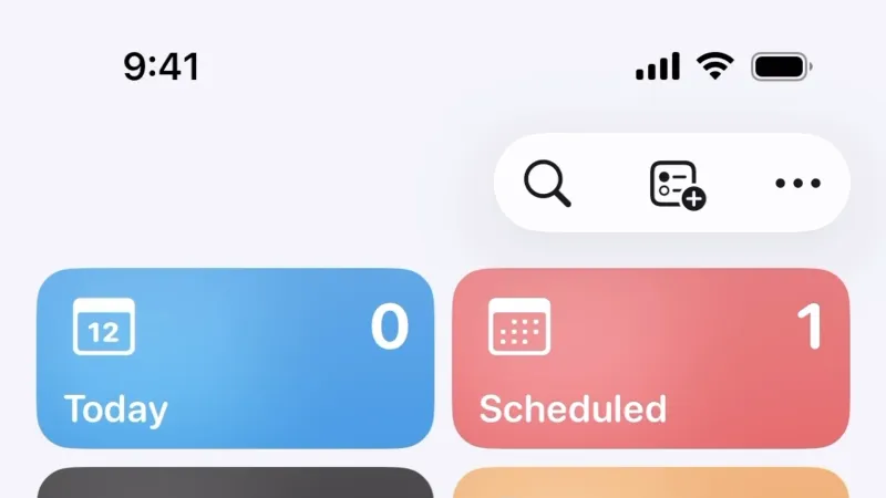 Floating Action Button — Apple Reminders, Productivity UI
