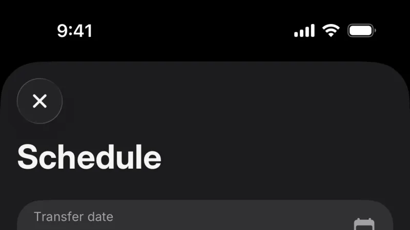 Schedule — Revolut Business, Fintech UI