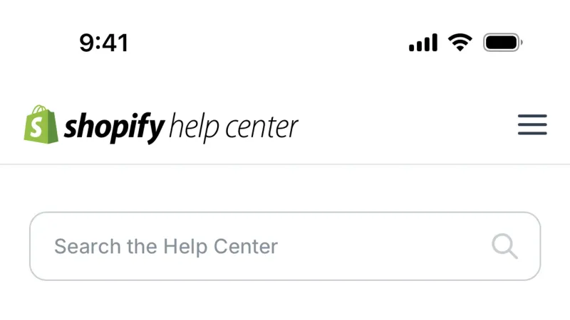 Help & Support — Shopify, E-commerce UI