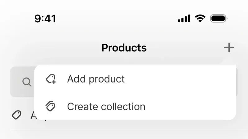 Action Option — Shopify, E-commerce UI