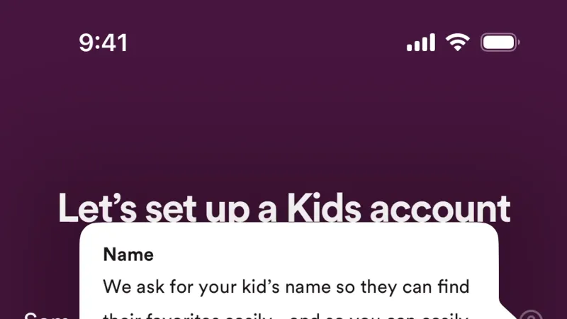 Tooltip — Spotify Kids, Entertainment UI
