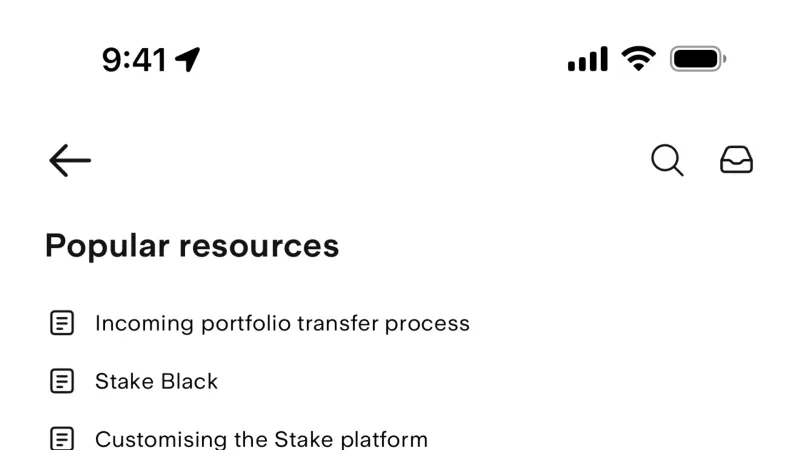 Help & Support — Stake, Fintech UI