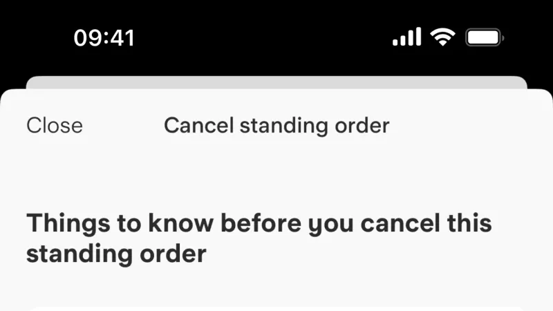 Cancel — Starling Bank, Fintech UI