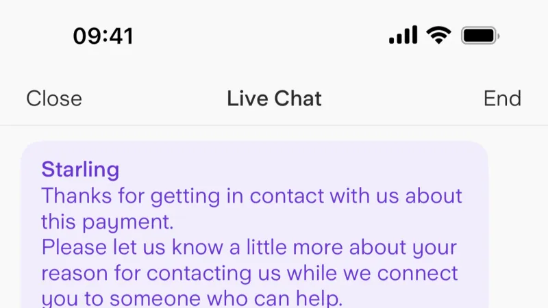 Chat Bot — Starling Bank, Fintech UI