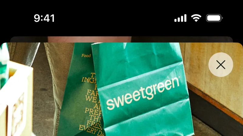 Order Confirmation — sweetgreen, Food & Drink UI