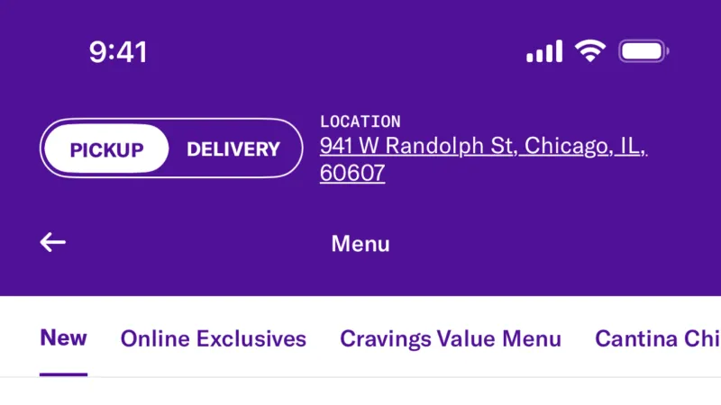 Carousel — Taco Bell, Food & Drink UI