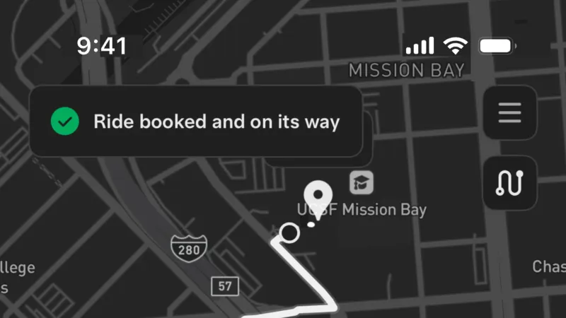 Dark Mode — Tesla Robotaxi, Travel UI