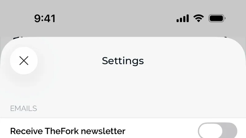 Settings & Preferences — TheFork, Food & Drink UI