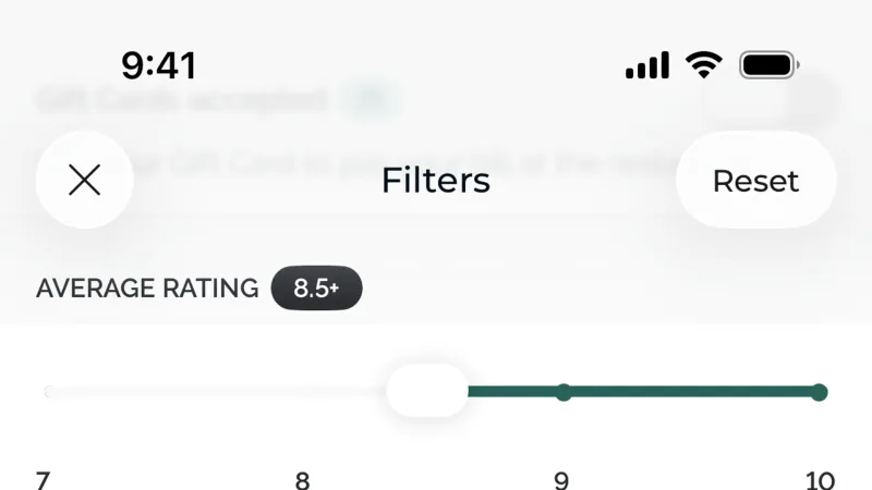 Filter & Sort — TheFork, Food & Drink UI