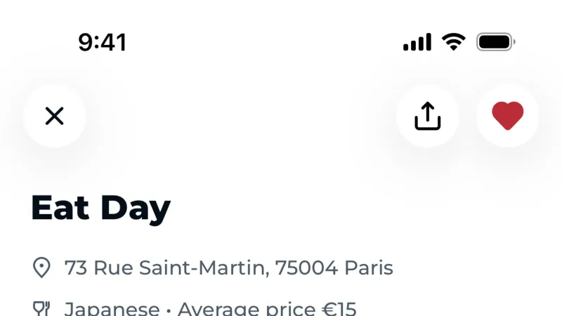 Favorite & Pin — TheFork, Food & Drink UI