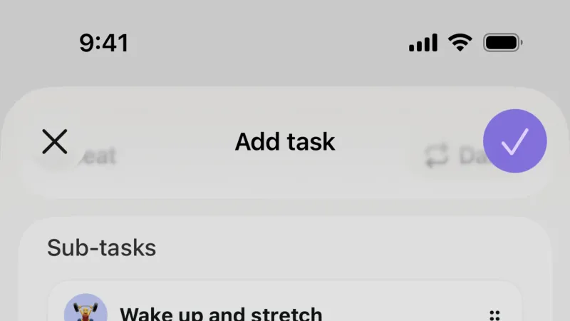 Toolbar — Tiimo, Productivity UI