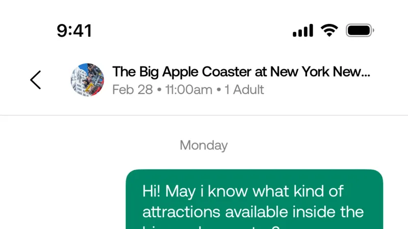 Chat Detail — Viator, Travel UI