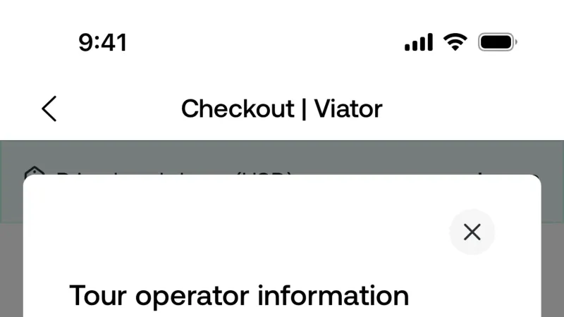Dialog — Viator, Travel UI