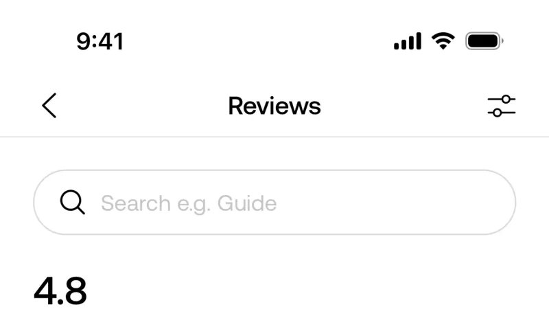 Reviews & Ratings — Viator, Travel UI