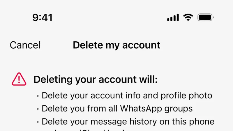 Delete & Deactivate Account — WhatsApp, Communication UI