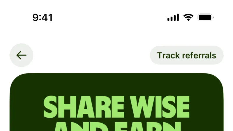 Invite & Refer Friends — Wise, Fintech UI