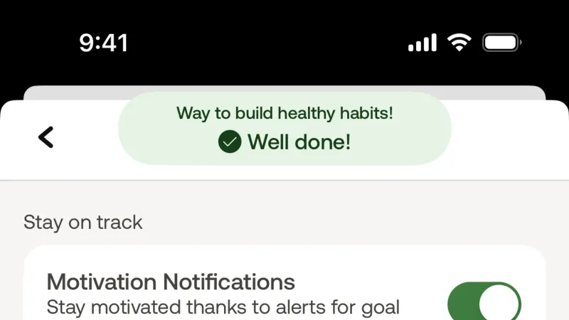 Toast — Withings Health Mate, Health UI