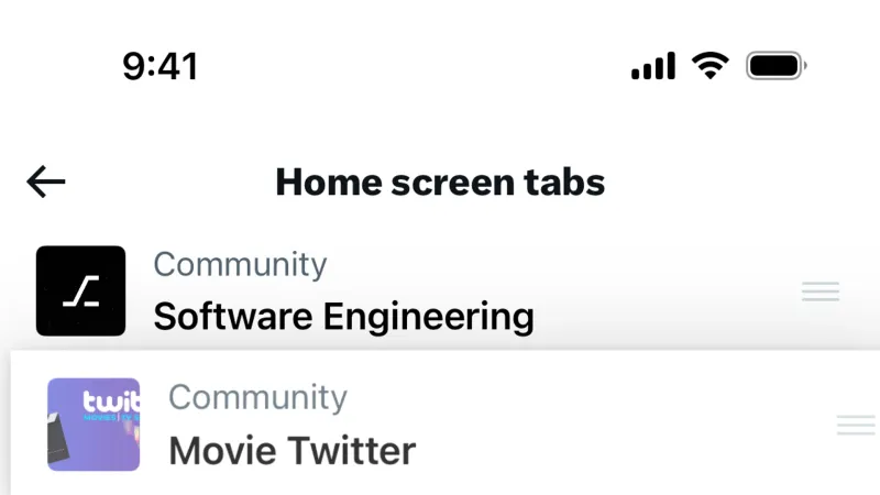 Reorder — X, Social UI