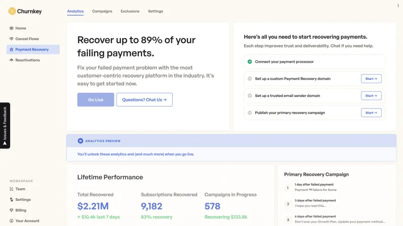 Churnkey — SaaS, интерфейс, скриншот 10/287