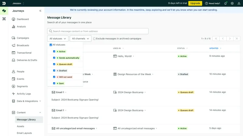 Customer.io — Marketing, интерфейс, скриншот 9/751