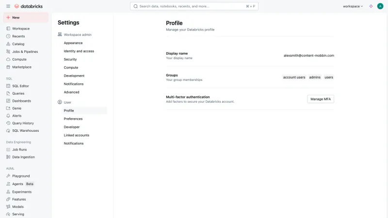 Databricks — Analytics, интерфейс, скриншот 4/614