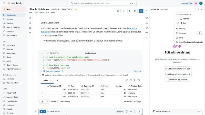 Databricks — Analytics, интерфейс, скриншот 6/614