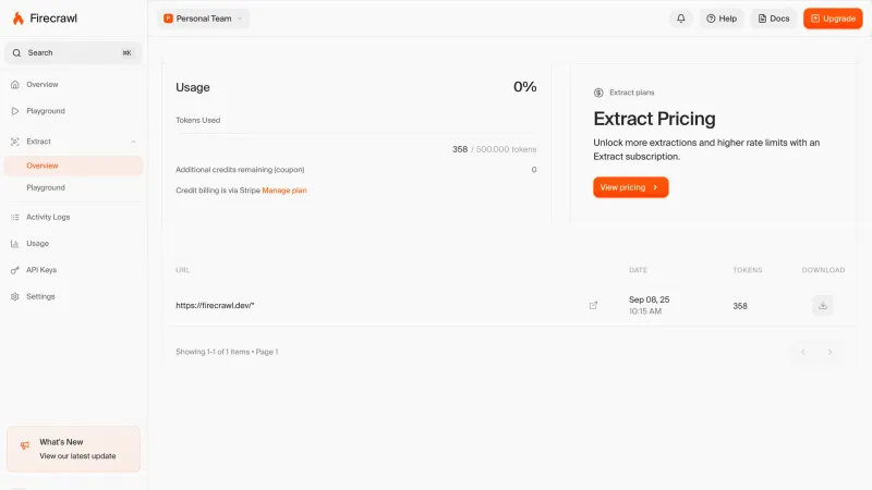 Firecrawl — Developer Tools, интерфейс, скриншот 3/126