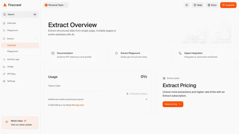 Firecrawl — Developer Tools, интерфейс, скриншот 8/126