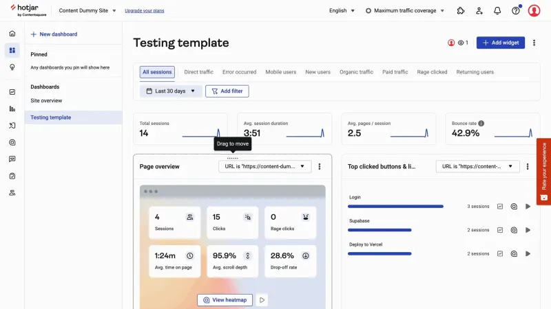 Hotjar — Analytics, интерфейс, скриншот 9/671