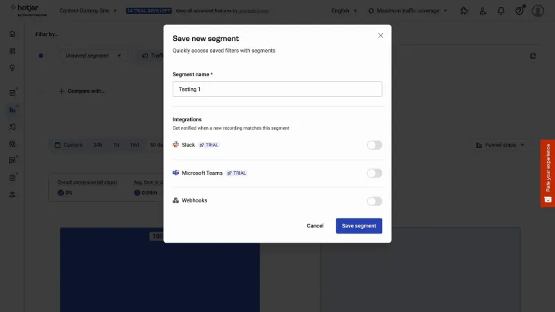 Hotjar — Analytics, интерфейс, скриншот 11/671