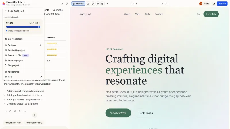 Lovable — Developer Tools, интерфейс, скриншот 2/379