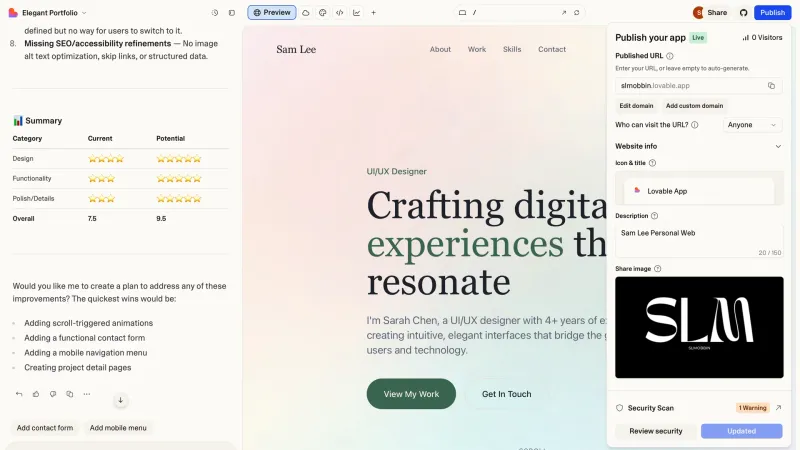 Lovable — Developer Tools, интерфейс, скриншот 5/379