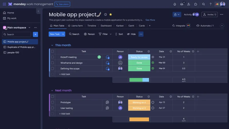 monday.com — Productivity, интерфейс, скриншот 1140