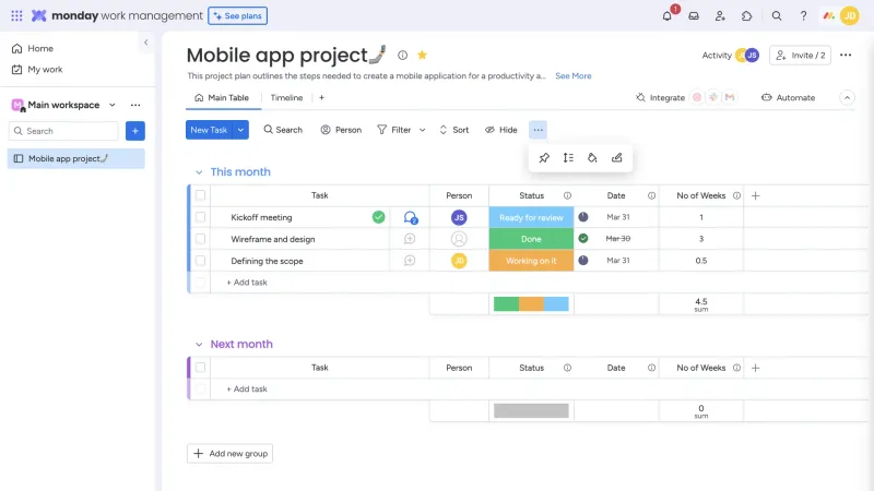 monday.com — Productivity, интерфейс, скриншот 1142