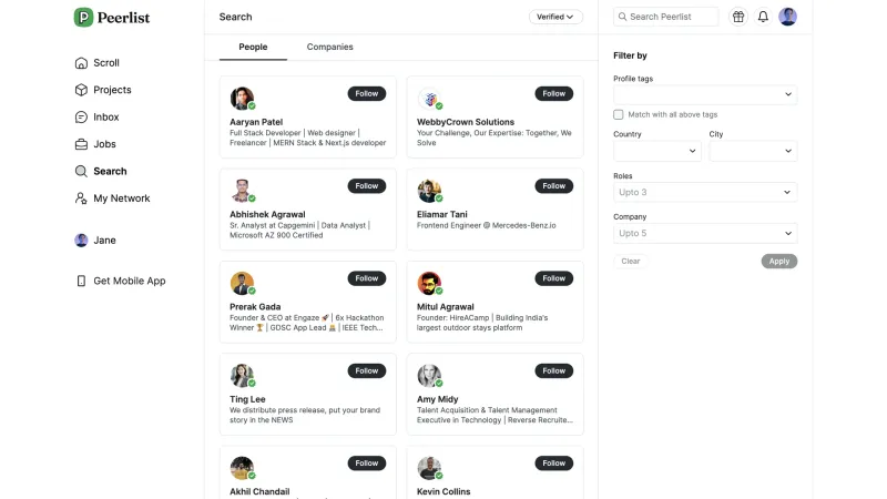Peerlist — Social, интерфейс, скриншот 7/344