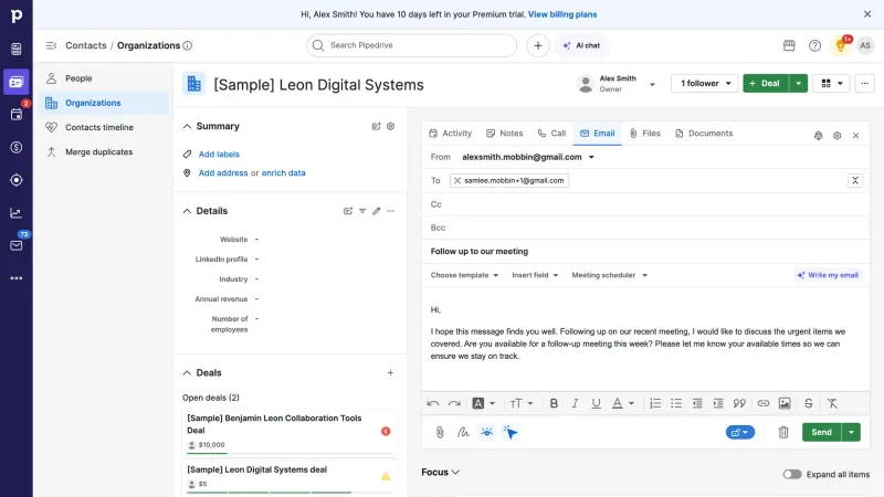Pipedrive — CRM, интерфейс, скриншот 9/425
