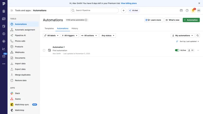 Pipedrive — CRM, интерфейс, скриншот 12/425