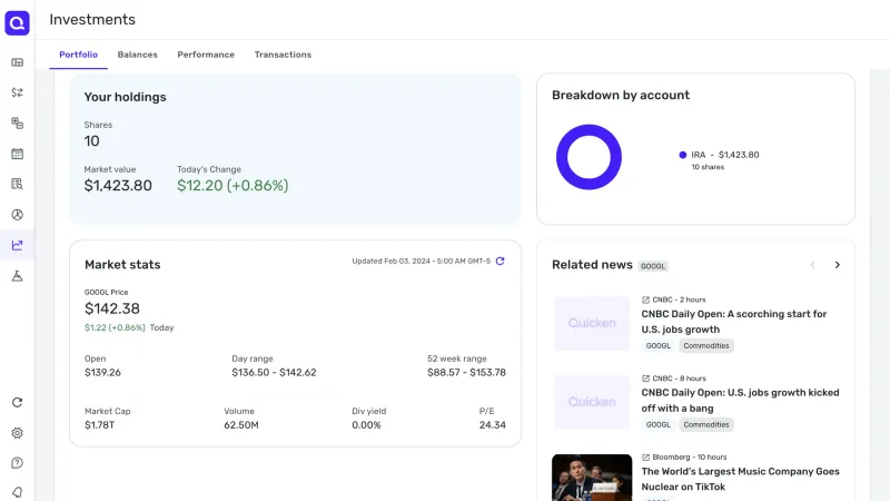 Quicken — Fintech, интерфейс, скриншот 9/595