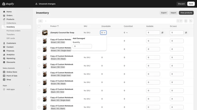 Shopify — E-commerce UI, screenshot 1003
