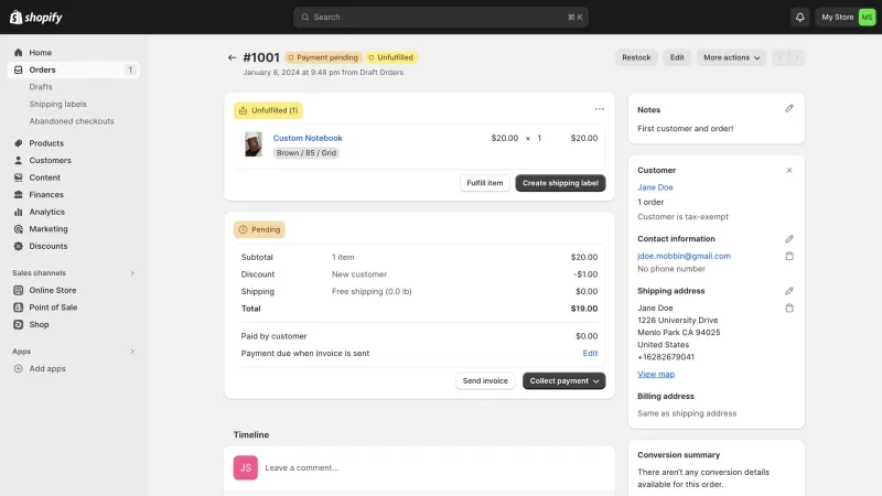 Shopify — E-commerce UI, screenshot 1017