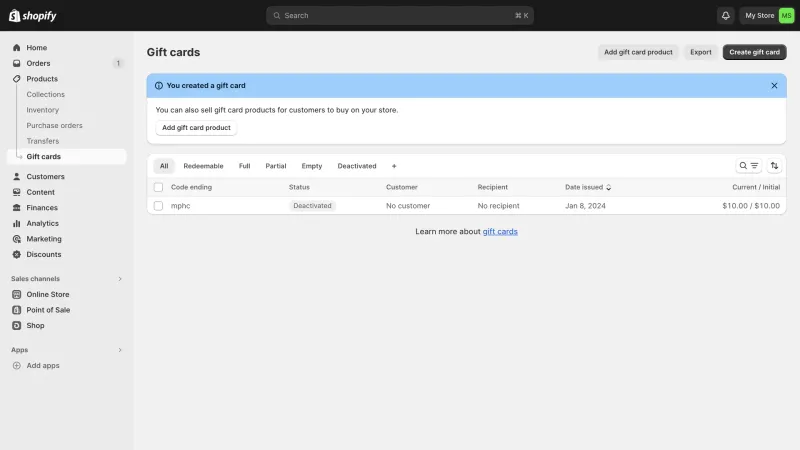Shopify — E-commerce UI, screenshot 1019