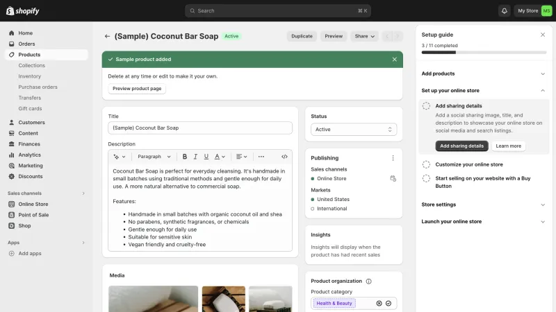 Shopify — E-commerce UI, screenshot 1028