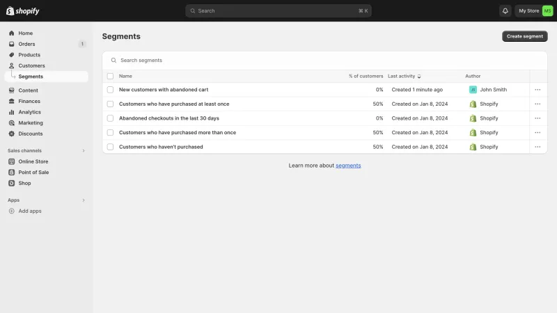 Shopify — E-commerce UI, screenshot 1036