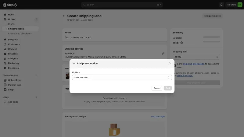 Shopify — E-commerce UI, screenshot 1057