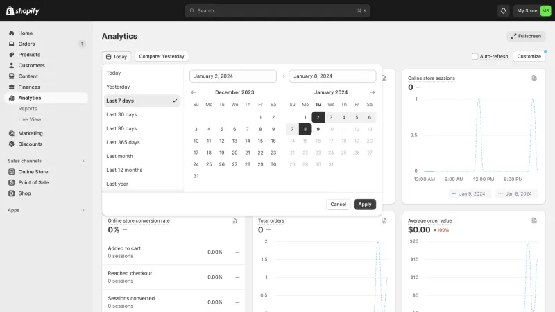Shopify — E-commerce UI, screenshot 1063
