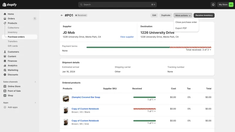 Shopify — E-commerce UI, screenshot 1066