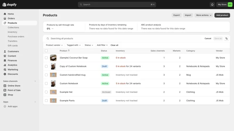 Shopify — E-commerce UI, screenshot 1074