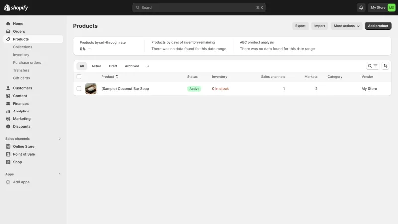 Shopify — E-commerce UI, screenshot 1077